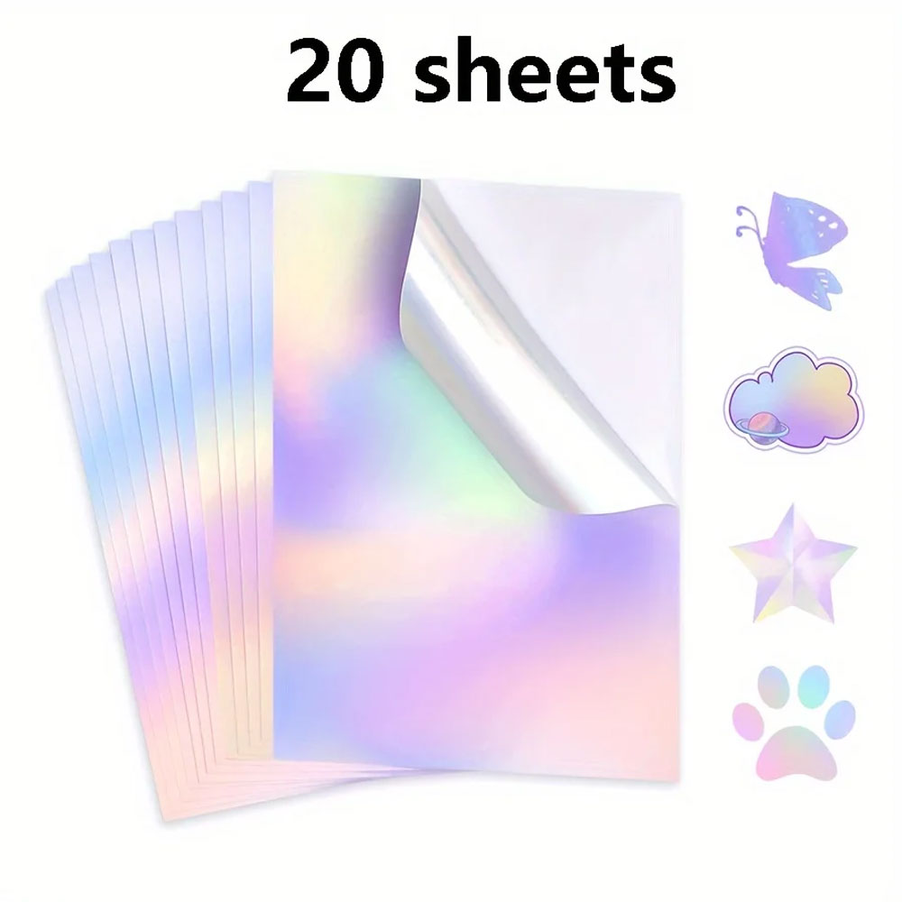 Commercial Vinyl Printing - 20 arkuszy holograficznych naklejek winylowych A4