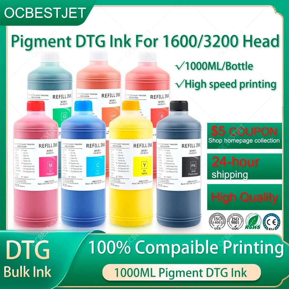 Direct To Garment Ink - 1000ML/Butelka Tuszu DTG do Tekstyli, Pasuje
