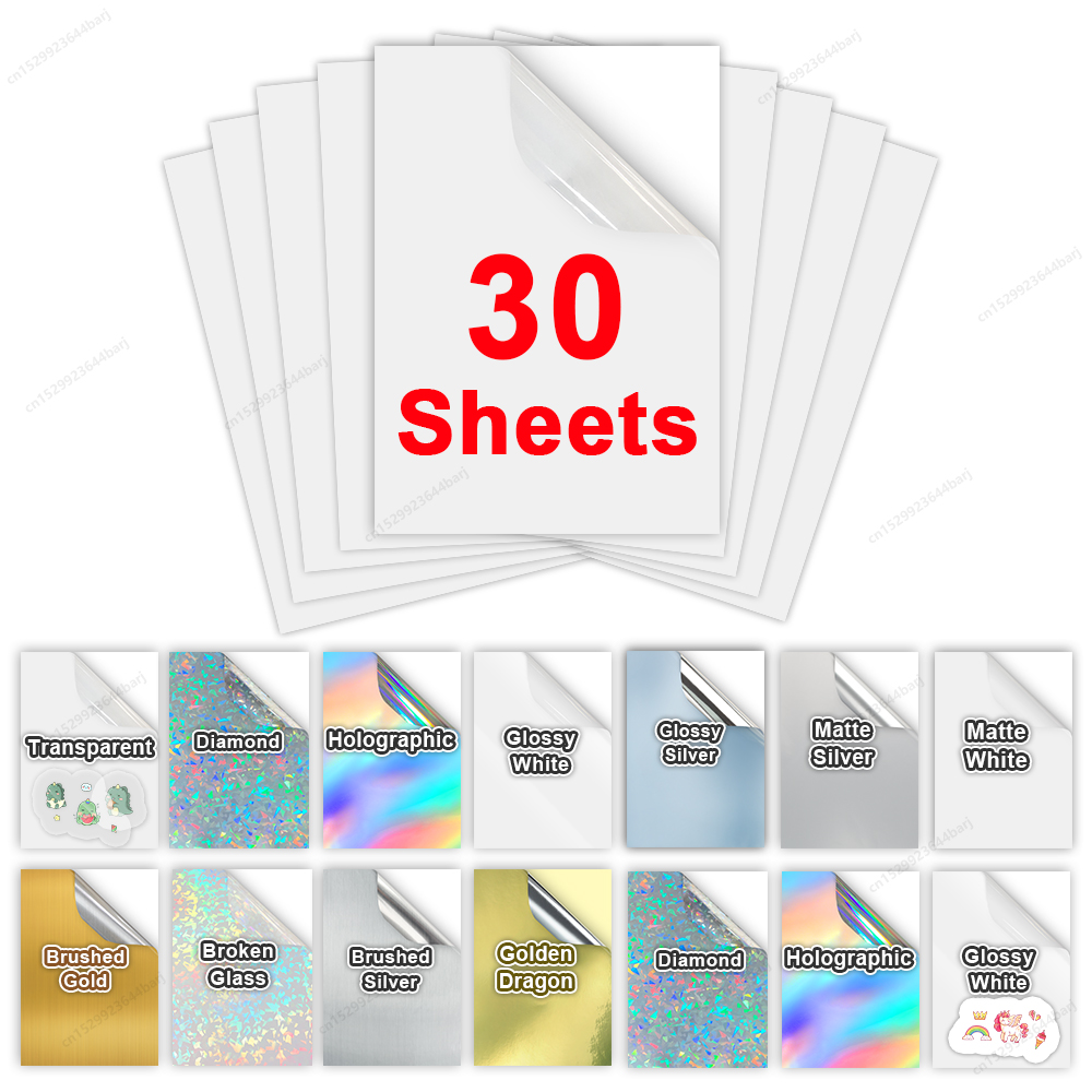 Commercial Vinyl Printing - 30 arkuszy papieru do naklejek winylowych