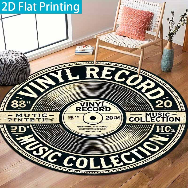 Okrągły dywan z czarno-beżoweg – Commercial Vinyl Printing recenzja i cena